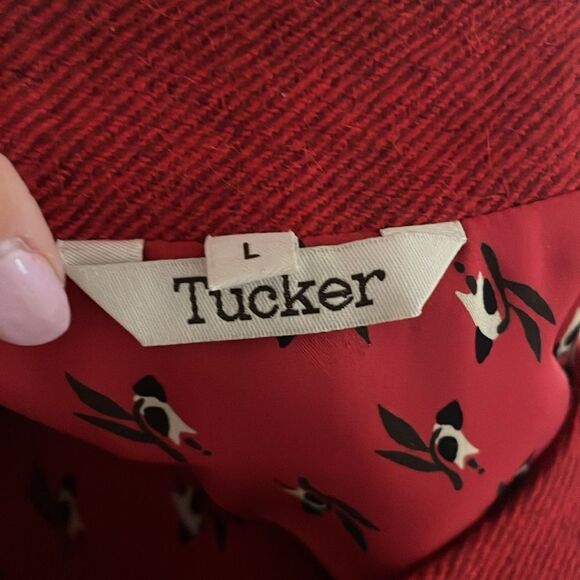 Tucker Red Wool Sheath Dress Size Large - Picture 7 of 10